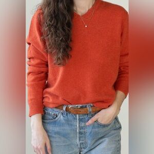 Tangerine Cashmere V-Neck Sweater
